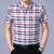 中年男士短袖衬衫夏薄款丝光棉爸爸装中老年男装商务休闲格子衬衣YXL73-152 176(红色176)第5张高清大图