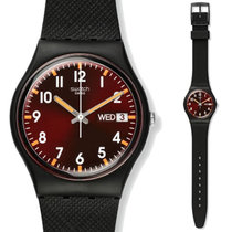 斯沃琪(Swatch)手表 色彩密码系列 石英男女表 绅士红GB753