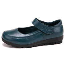 AICCO春夏季新款中老年牛皮舒适妈妈鞋软底牛皮坡跟女单鞋SHHA7912(绿色 41)