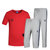 Adidas阿迪达斯男运动T恤短袖休闲运动裤修身针织长裤短裤三件套(红灰 XXL)第3张高清大图