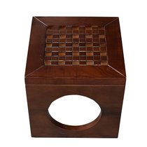 木巴实木方凳中式茶凳换鞋凳餐桌矮凳创意客厅茶几小板凳复古沙发凳子(樟木色DZ023)