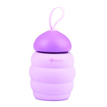 形格可爱糖宝便携玻璃杯 时尚创意带盖耐热防漏水杯子女士透明花茶杯(紫色)