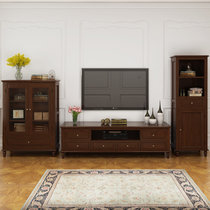 夏树 美式实木电视柜组合套装客厅电视墙组合柜(高柜)