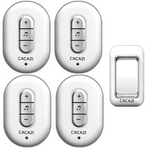 CACAZI卡佳斯 W-9918一拖四 家用门铃无线 交流数码电子防水遥控门铃老人呼叫器(银色)