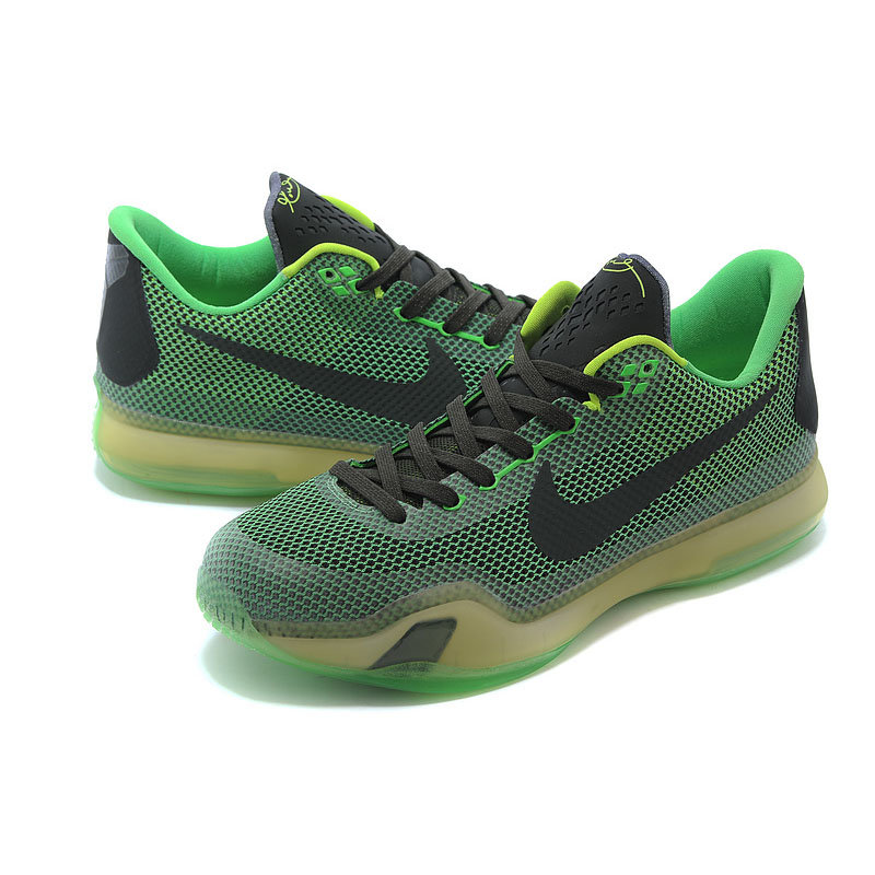 耐克nike科比10代篮球鞋男鞋kobe透气战靴zk10代运动鞋黑绿43
